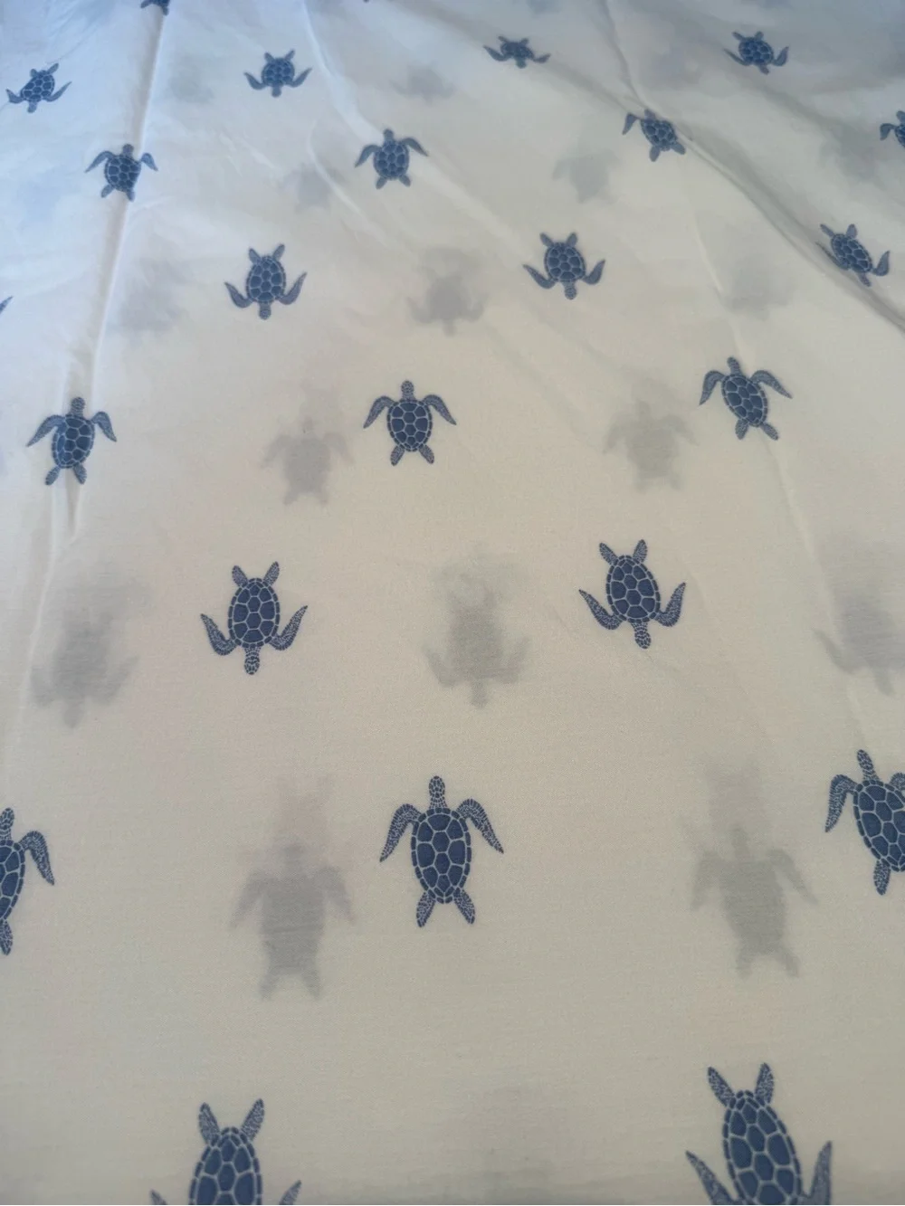 Tommy Hilfiger Flat Sheet White Blue Sea Turtle Twin Size
